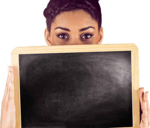 transparent chalkboard held by woman with expressive eyes - Download Free Stock Videos Pikwizard.com