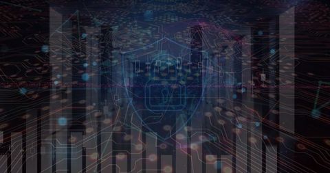 Digital Shield with Lock Icon Protecting Overlaid Data Networks - Download Free Stock Images Pikwizard.com