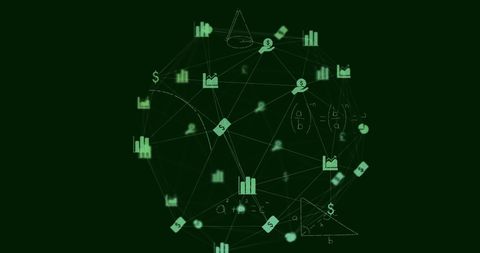 Green Digital Globe with Finance Icons and Mathematical Equations - Download Free Stock Images Pikwizard.com