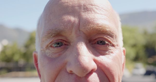 Portrait of eyes of caucasian senior man in sunny nature - Download Free Stock Photos Pikwizard.com