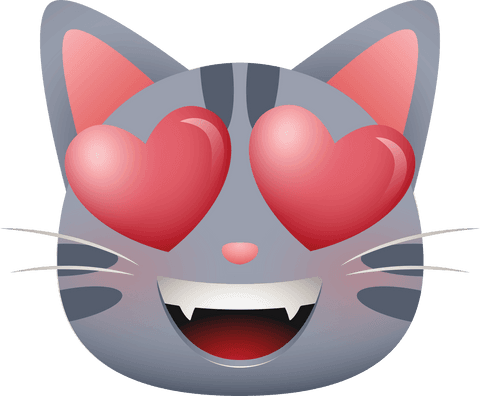 happy cat face with heart eyes emoticon on transparent background - Download Free Stock Videos Pikwizard.com