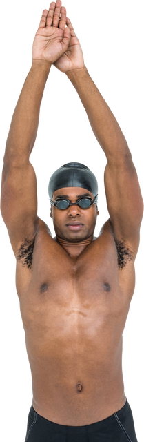 Transparent Male Swimmer Preparing to Dive with Swim Cap and Goggles - Download Free Stock Videos Pikwizard.com