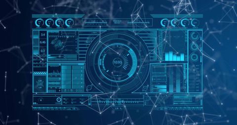 Futuristic Virtual Dashboard Interface with Data Visualization