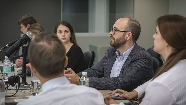 Business team engaged in corporate meeting discussion