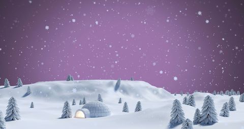 Winter Wonderland with Igloo Amid Falling Snowflakes - Download Free Stock Images Pikwizard.com