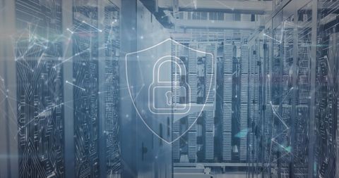 data center with digital security lock overlay for secure networks - Download Free Stock Images Pikwizard.com