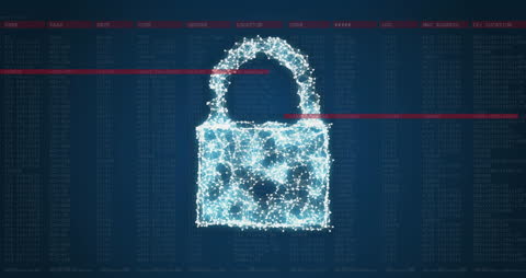 Cybersecurity Lock Concept Over Digital Data Sections