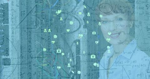Innovative Technology Concept with Network Icons and Mathematical Graphs - Download Free Stock Images Pikwizard.com