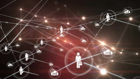 Digital Network of Connections with People Icons