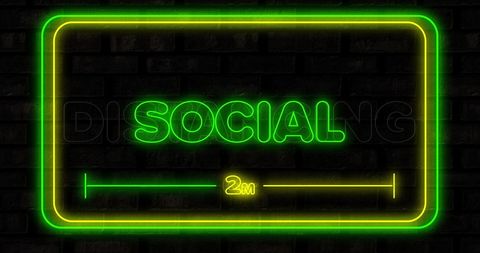 Neon Sign Urging Social Distancing Amidst Pandemic - Download Free Stock Images Pikwizard.com