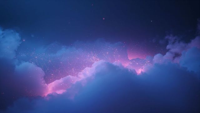 Majestic Clouds with Pink and Purple Hues in Nocturnal Sky
