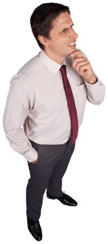 Transparent Businessman Touching Chin Deeply Thinking