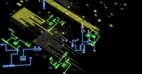 Digital Data Processing Over Circuit Board on Black Background - Download Free Stock Images Pikwizard.com