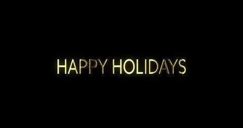Shiny Gold Happy Holidays Text on Black