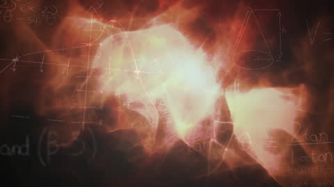 Red Digital Wave Animation with Mathematical Equations Overlay