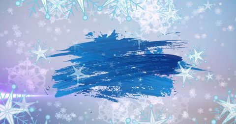 Winter wonderland blue canvas with snowflakes and stars