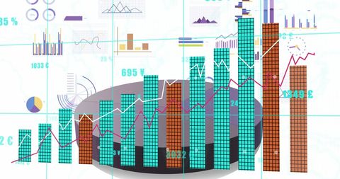 Dynamic Digital Financial Graphs and Global Data Processing - Download Free Stock Images Pikwizard.com