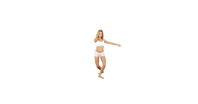 Fit woman practicing yoga poses in white clothing on white background - Download Free Stock Images Pikwizard.com