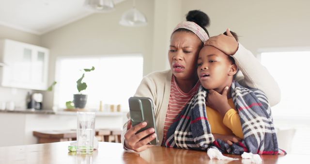 Worried Mother and Sick Child Consulting Doctor Over Video Call - Download Free Stock Images Pikwizard.com