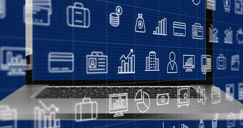 Financial Technology Concepts Overlaid on Laptop