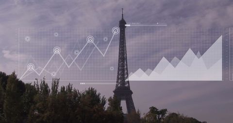 Eiffel Tower with Digital Data Overlay in Business Context - Download Free Stock Images Pikwizard.com