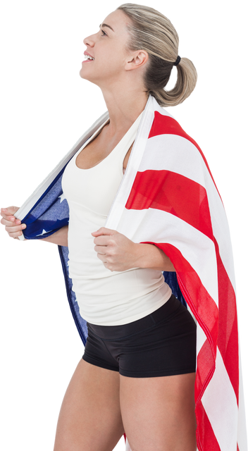 Confident Female Athlete with American Flag Symbolic of Patriotism - Download Free Stock Videos Pikwizard.com