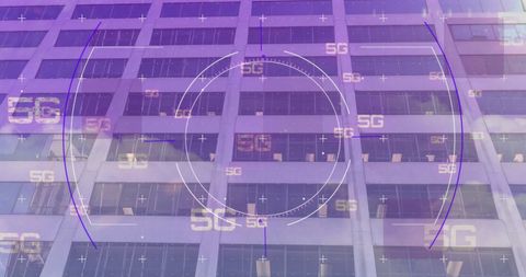 5G Technology Interface Over Modern Urban Office Building