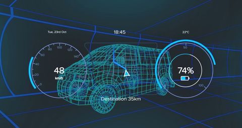 Futuristic Automotive Dashboard Interface with Van Overlay - Download Free Stock Images Pikwizard.com