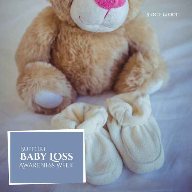 Support Baby Loss Awareness Week with Teddy Bear and Baby Shoes - Download Free Stock Templates Pikwizard.com