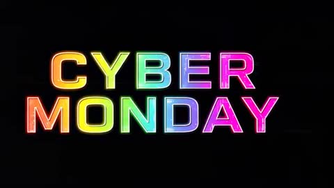 Cyber Monday Neon Typography Animation Featuring Rainbow Glitch and Pulsing Glow