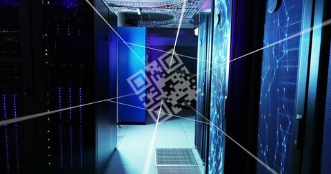 Digitally Enhanced Data Center with QR Code Overlay - Download Free Stock Images Pikwizard.com