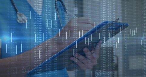 Medical Professional Analyzing Data with Clipboard in Hospital