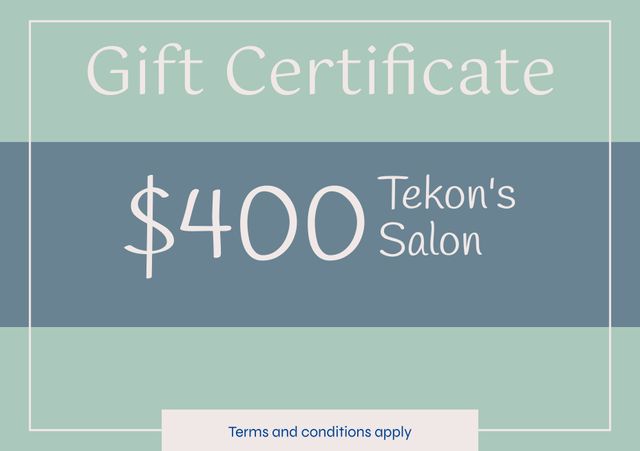 Certificate image perfect for promoting salon services, seasonal offers, gift ideas, customer rewards.