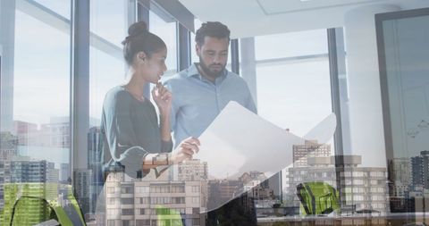 Creative Business Collaboration with Cityscape Overlay