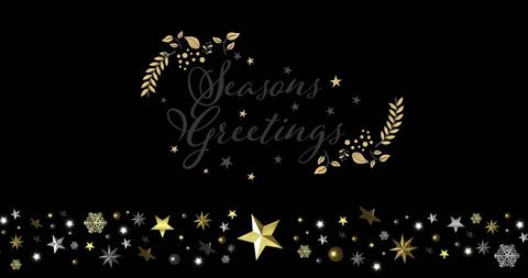 Festive Holiday Greeting Card with Stars and Snowflakes