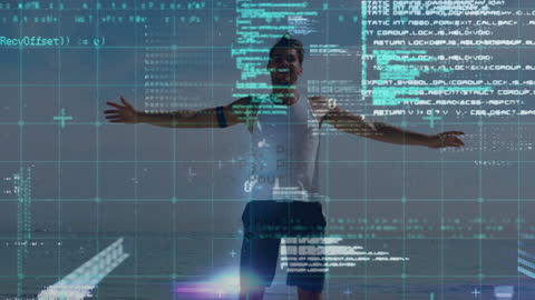 Man Balancing Technology and Nature for Modern Lifestyle