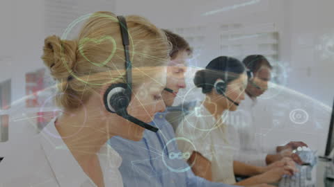 Diverse Customer Support Team with Global Connections Overlay