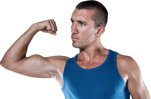 muscular man flexing in blue tank top on transparent background - Download Free Stock Videos Pikwizard.com