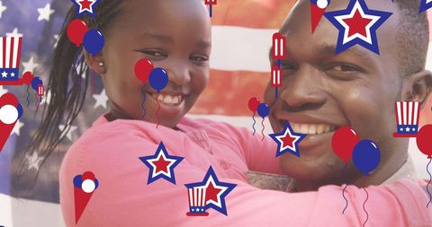 Joyful Father and Daughter Celebrating American Patriotism