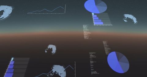 Digital Interface with Spinning Globes and Statistical Charts - Download Free Stock Images Pikwizard.com