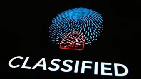 Zooming into classified biometric fingerprint with red padlock for cybersecurity access