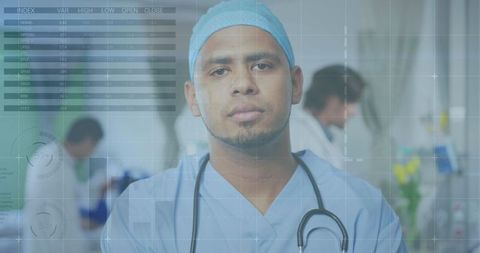Healthcare Professional in Scrubs with Stethoscope in Hospital Ward