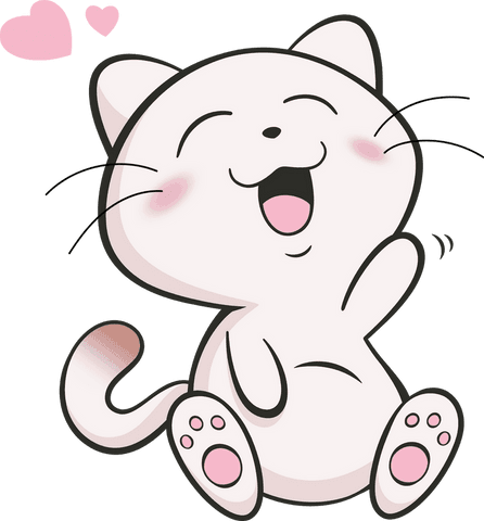 cheerful white cartoon cat waving on transparent background - Download Free Stock Videos Pikwizard.com