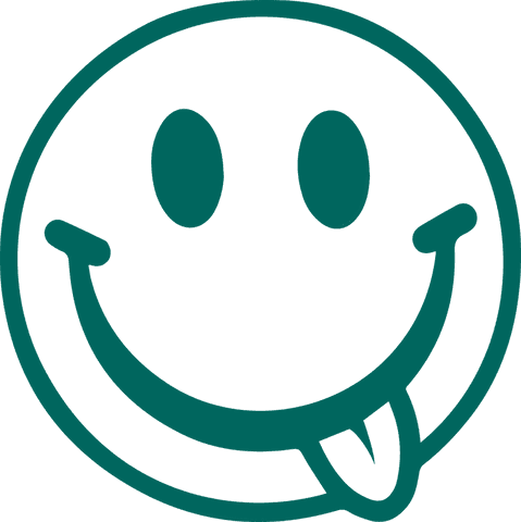 Playful transparent smiley face emoji tongue out digital art