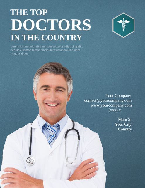 Top Doctors Countrywide Feature Confident Professional Stethoscope Promoting Medical Services - Download Free Stock Templates Pikwizard.com