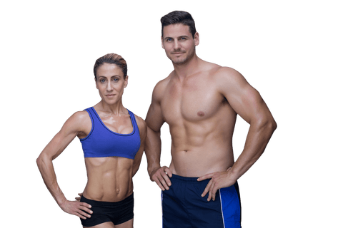 Athletic Caucasian Couple on Transparent Background