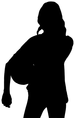 Silhouette of Female Football Player on Transparent Background