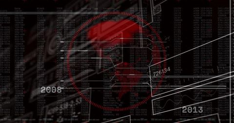Cybersecurity digital map with code and data lines