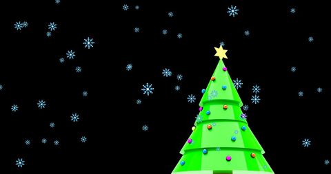 Festive Christmas Tree with Falling Snowflakes Winter Wonderland - Download Free Stock Images Pikwizard.com