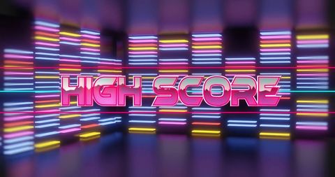 Retro High Score Neon Glowing Display Technology Theme - Download Free Stock Images Pikwizard.com